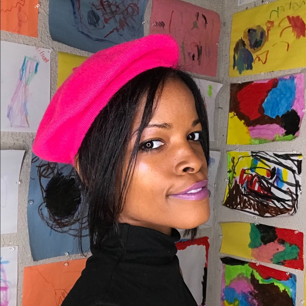 Magenta / Hot pink wool beret